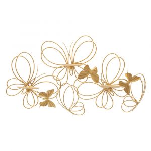 Bougeoir mural en m&eacute;tal dor&eacute; 61x12x34 cm