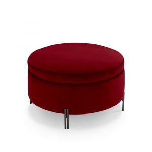 Pouf conteneur rond fabriqué en Italie en velours bordeaux 60x49 cm