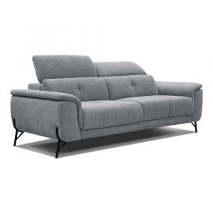 Canap&eacute; droit 3 places XXL tissu gris