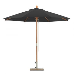Parasol en bois rond diam&egrave;tre 3m noir  - habana