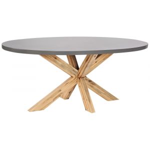 Table de jardin 6 personnes en fibre-ciment gris