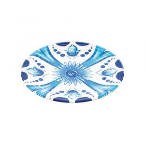 Lot de 6 assiettes &agrave; dessert en m&eacute;lamine bleu 21,5 cm