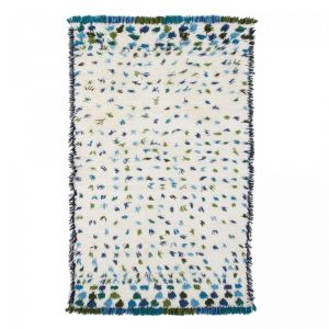 Tapis shaggy longs poils tissé à la main en laine, ecru 160x260