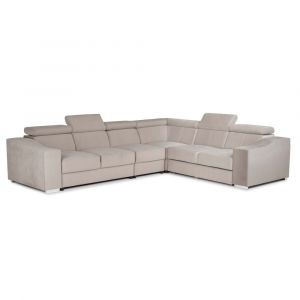 Canap&eacute; d'angle convertible 8 places en velours beige