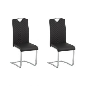 Lot de 2 chaises de salle &agrave; manger en cuir pu noir 43x105cm