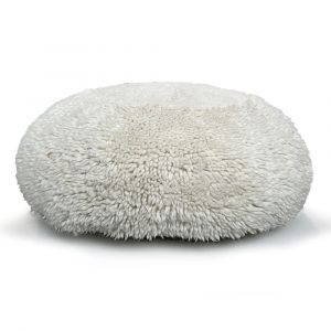 Grand pouf rond en laine &eacute;cru 100x35