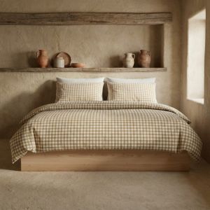 Housse de couette 100% coton beige 150x220 cm + 45x110 cm