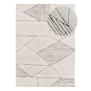 Tapis à relief ethnique blanc/noir 80x150 cm