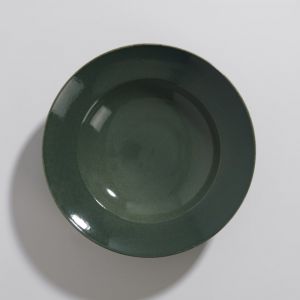 Assiette plate en c&eacute;ramique verte