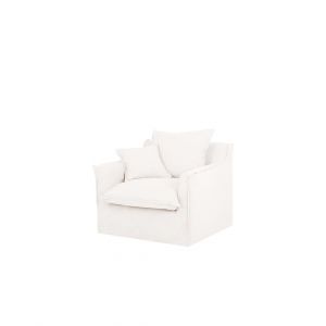Fauteuil en coton et lin d&eacute;houssable blanc 100x90cm
