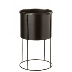 Cache-pot sur pied m&eacute;tal noir