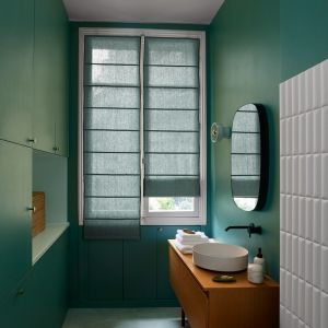 Store bateau en lin vert 45x220 cm