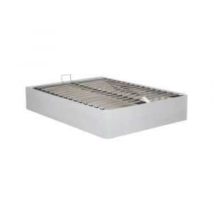 Sommier coffre H33 cm effet bois blanc 140 x 190 cm