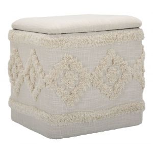 Pouf conteneur carré en tissu beige 40x40x40  cm