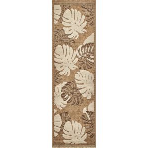 Tapis int&eacute;rieur et ext&eacute;rieur aspect jute feuille marron - 60x90