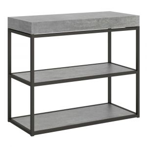 Console extensible effet b&eacute;ton gris 90x40/196 cm