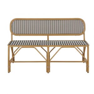 Banquette &agrave; d&icirc;ner de jardin professionnelle en aluminium imitation bois et r&eacute;sine tress&eacute;e recycl&eacute;e multicolore