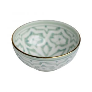 Bol et saladier ronds en c&eacute;ramique vert dor&eacute;  D12 cm