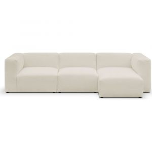 Canapé modulable angle droit 4 places en tissu bouclé beige