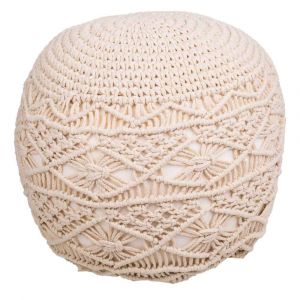 Pouf en coton tress&eacute; Beige