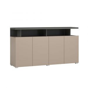 Buffet 4 portes stratifi&eacute;s taupe et anthracite
