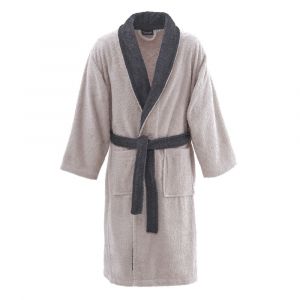 Peignoir  mixte col châle bicolore 450 g/m²  sable/noir L