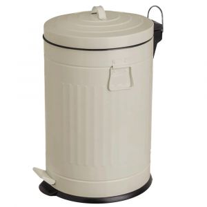 Poubelle de cuisine r&eacute;tro en m&eacute;tal beige 20L