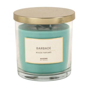 Bougie parfum&eacute;e turquoise en verre 10x11