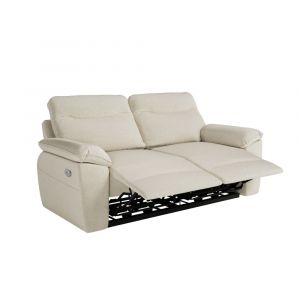 Canap&eacute; de relaxation &eacute;lectrique 3 places en tissu - Beige