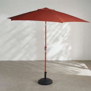 Parasol inclinable en aluminium et toile en polyester recycl&eacute; terracotta, D270 cm