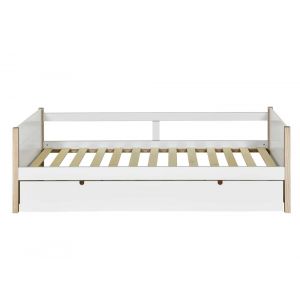 Lit gigogne banquette 90 x 190 Blanc et Pin