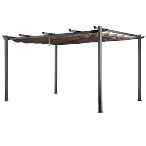 Pergola autoportante 3 &times; 4m en aluminium avec toile taupe