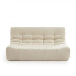 Banquette modulable 2 places tissu chenille &eacute;cru