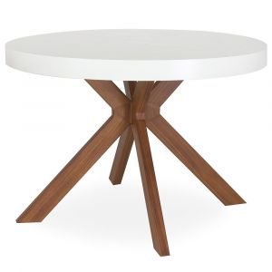 Table ronde extensible 10 places avec 3 rallonges blanc