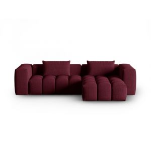 Canap&eacute; d'angle droit modulable 3 places en tissu structurel bordeaux