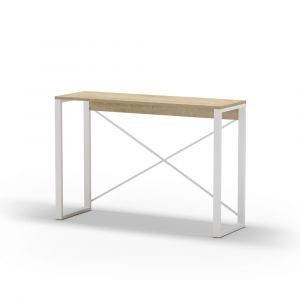 Console 110 cm - Effet Ch&ecirc;ne et Blanc