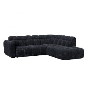 Canap&eacute; d'angle 6 places en tissu noir