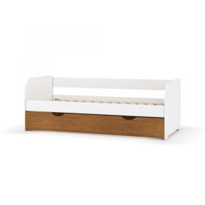 Lit banquette gigogne blanc et noisette 80x190 cm