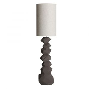 Lampe haute en c&eacute;ramique gris rugueux en 35x35x141 cm