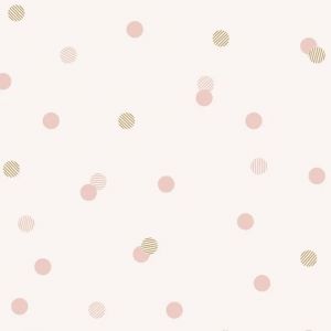Papier peint pois rose et or 1005x52cm