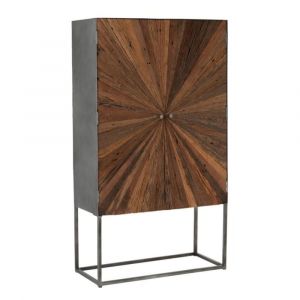 Buffet haut 2 portes en bois pieds m&eacute;tal NIKINE bois + m&eacute;tal
