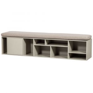 Banc avec rangement en bois de pin gris