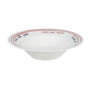 Assiette à pâtes en céramique blanche motif noir et rouge