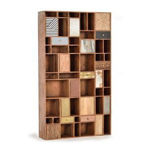 Biblioth&egrave;que en bois de manguier couleur noyer clair