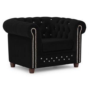 Fauteuil Chesterfield en velours noir