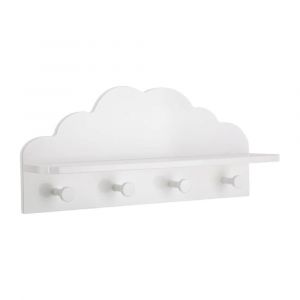Etag&egrave;re enfant avec pat&egrave;re au style nuage bois blanc 22x48 cm