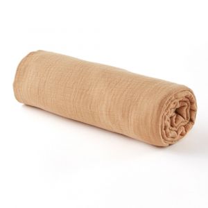 Drap housse gaze de coton camel (70 x 140 cm)