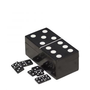Boite &agrave; domino en bois noir