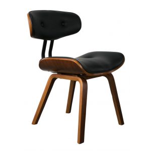 Chaise en cuir simili et bois noyer