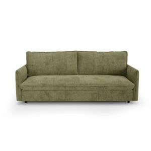 Canap&eacute; convertible express 3 places en tissu tram&eacute; vert vintage
